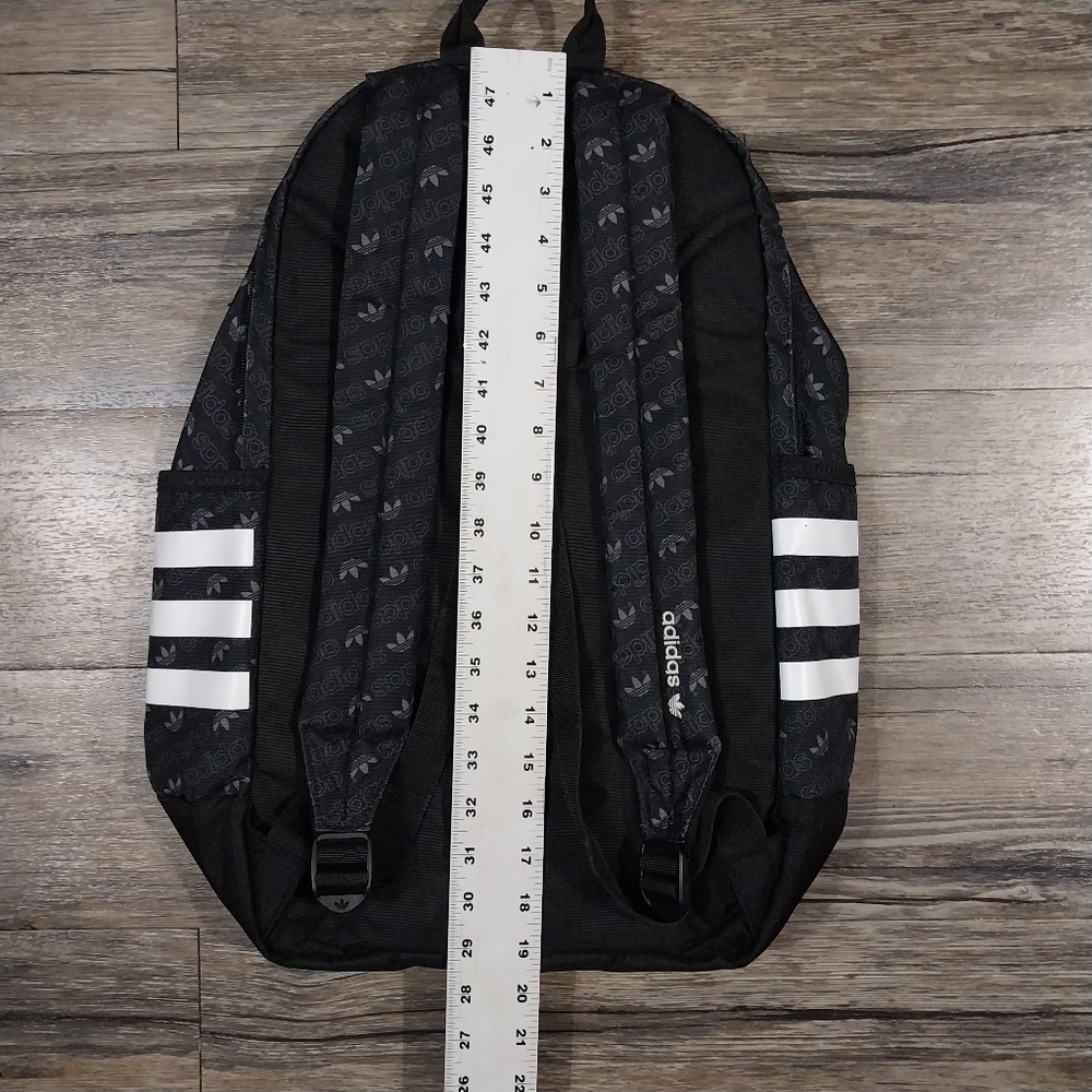 Adidas Original Classic 3 Stripes Backpack Black White Monogram Logo Backpack - Picture 7 of 8